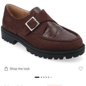 Journee Collection Women's Brown Loafers with Buckle